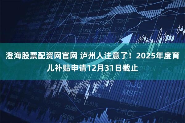 澄海股票配资网官网 泸州人注意了！2025年度育儿补贴申请12月31日截止