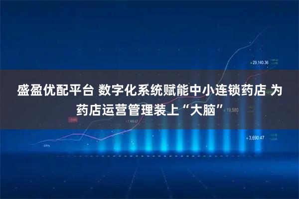 盛盈优配平台 数字化系统赋能中小连锁药店 为药店运营管理装上“大脑”